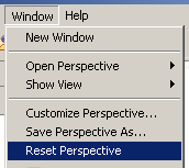 Select Window --> Reset Perspective from the menu bar.
