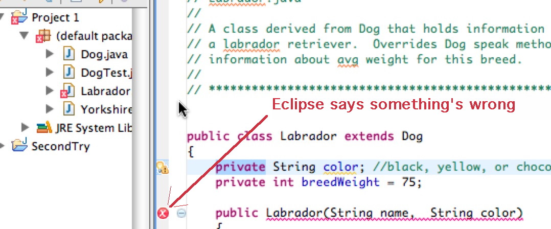 eclipse finds an error in Labrador.java
