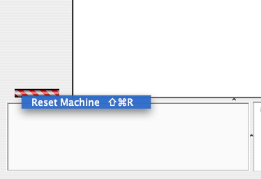 Reset Machine pop-up menu on candy cane