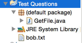 How Eclipse should appear after you've added the text input file